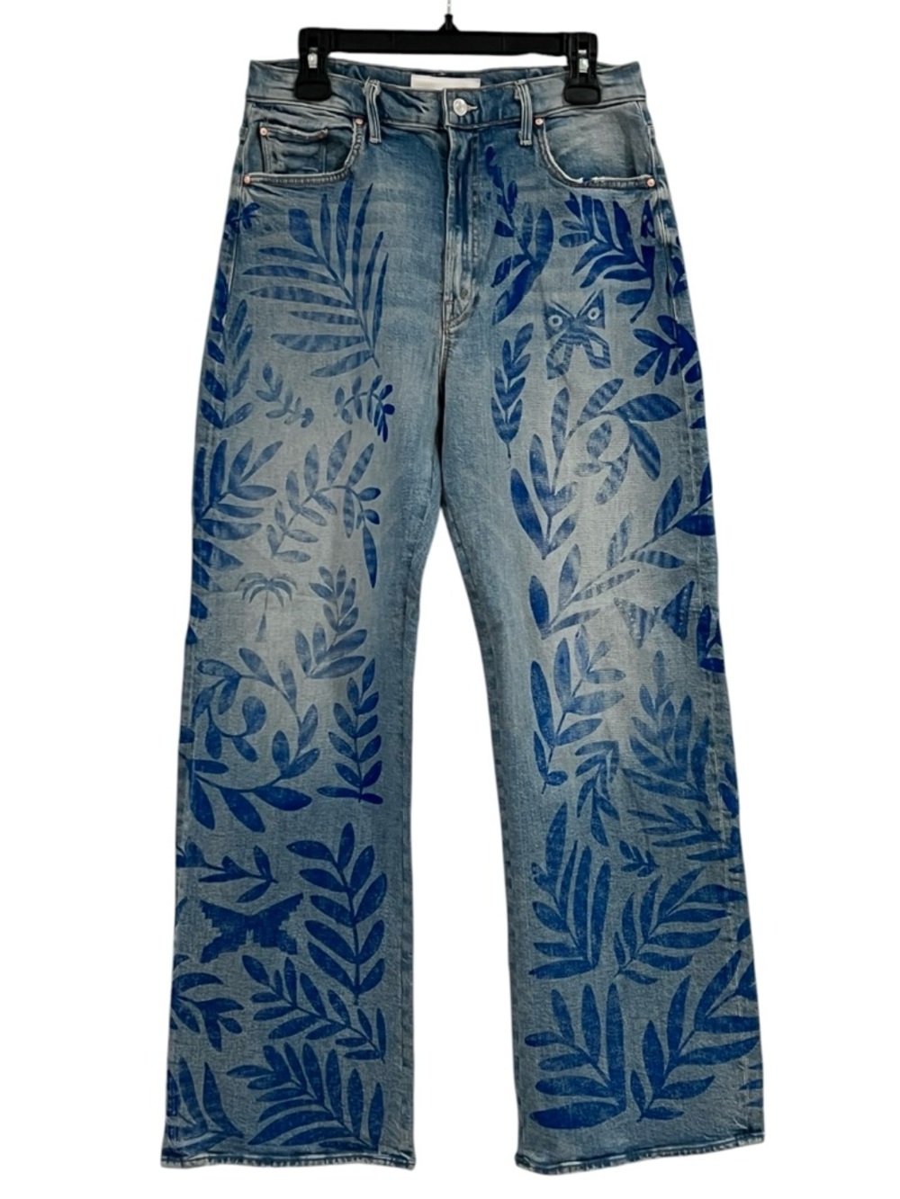 Mother The Lasso Sneak Pressed Leaves Jeans – Wide Leg | Statement Denim - Picture 3 of 15